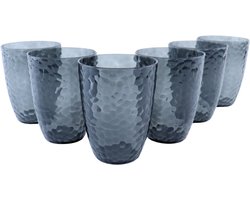 OTIX Kunststof Drinkglazen - Herbruikbaar - Set van 6 - Waterglas - Limonadeglazen - Grijs - 380ml - ZEPHYR