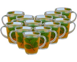 OTIX Kunststof Theeglazen - met Oor - 12 Stuks - Koffietassen - Theeglas - Camping Servies - 380ML - OCEANI