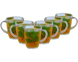 OTIX Kunststof Theeglazen - met Oor - 6 Stuks - Koffietassen - Theeglas - Camping Servies - 380ML - OCEANI