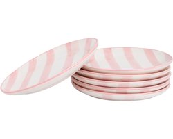 OTIX Ontbijtborden - 6 Stuks - Roze - Wit - Gebaksbordjes - Dessertborden - 19 cm - MARINA