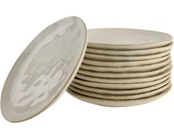 OTIX Ontbijtborden - Bordenset - 12 Persoons - Beige - 21cm - Keramiek - Gebaksbordjes - MAPLE
