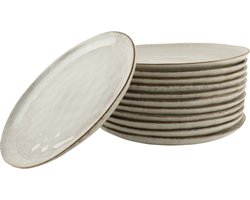 OTIX Ontbijtborden - Bordenset - 12 Persoons - Beige - Dessertborden - 21cm - Keramiek - Gebaksbordjes - LILY