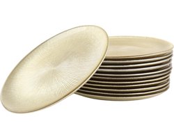 OTIX Ontbijtborden - Bordenset - 12 - Persoons - Goud - Glitter - Dessertborden - 21cm - Glas - AUREA
