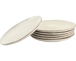 OTIX Ontbijtborden - Bordenset 6 Persoons - Beige - 21cm - Dessertborden - Keramiek - Gebaksbordjes - LILY