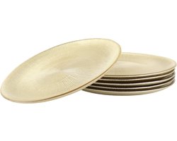 OTIX Ontbijtborden - Bordenset - 6 Persoons - Goud - Glitter - Dessertborden - 21cm - Glas - Gebaksbordjes - AUREA