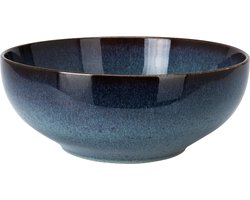 OTIX Saladeschaal - Diep Serveerbord - Schaal - Blauw - 25cm - Aardewerk - EBONY
