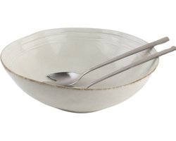 OTIX Saladeschaal - Slakom - Serveerschaal - 24cm - Beige - Porselein - LILY