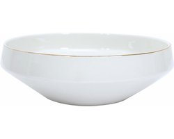 OTIX Saladeschaal - Slakom - Serveerschaal - 25cm - Wit met gouden rand - Porselein - Crocus