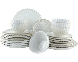 OTIX Serviesset - 6 Persoons - Borden - Set 24-delig - Ontbijtborden - Dinerborden - Onderborden - Soepkommen - zonder Oor - SOLIS