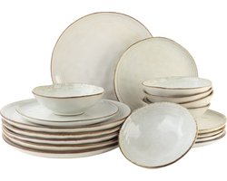 OTIX Serviesset - Beige - 6 Persoons - 18-delig - Bordenset - Keramiek - Vaatwasser bestendig - LILY
