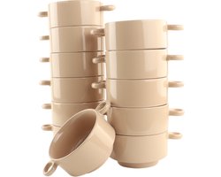 OTIX Soepkommen met Oor - 12 stuks - Soeptassen - Oud Roze - 510ml - Aardewerk - HARMONY