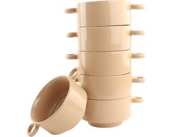 OTIX Soepkommen met Oor - 6 stuks - Oud Roze - Soeptassen - 510ml - Aardewerk - HARMONY
