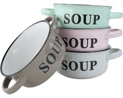 OTIX Soepkommen - met Oor -Set van 4 - Schaaltjes - 500ml - Diverse Kleuren - SOUP