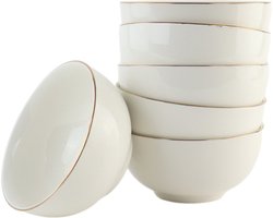 OTIX Soepkommen - Schaaltjes - 6 Stuks - Soeptassen - Porselein - Wit met Gouden Rand - 13,5x6cm - Daisy