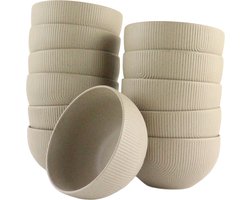 OTIX Soepkommen - Zonder Oor - Set van 12 - Schaaltjes - 600ml - Caramel - Aardewerk - TEAK