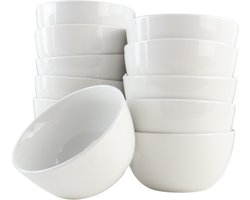 OTIX Soepkommen - zonder Oor - Set van 12 - Schaaltjes - Wit - Porselein - BIRCH