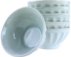 OTIX Soepkommen - Zonder Oor - Set van 6 - Schaaltjes - 560ml - Licht Blauw - Aardewerk - ELM