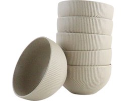 OTIX Soepkommen - Zonder Oor - Set van 6 - Schaaltjes - 600ml - Caramel - Beige - Aardewerk - TEAK