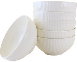 OTIX Soepkommen - zonder Oor - Set van 6 Schaaltjes - 600ml - Wit - Porselein - LUNA