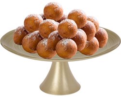OTIX Taartplateau met Voet - Etagère - Kerstservies - Oliebollen schaal - Serveerplateau - Goud - 28cm - AUREA