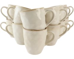 OTIX Theemokken - Koffiekopjes - met oor - set van 12 - Beige - Keramiek - MAPLE