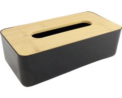 OTIX Tissue box - Houder - Zwart - 26x13.2x8.8 cm - Bamboe en kunststof