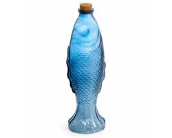 OTIX Waterkaraf - Vis Vorm - Blauw - Glazen - Karaf - met Kurk - 540 ml - Wijnkaraf - LAGUNA