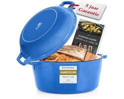 Ottia Gietijzeren Pan 26 cm / 4,5L & 24cm Koekenpan | Geëmailleerde Braadpan met Deksel | Braadpan Geschikt voor Alle Warmtebronnen | Ook als Broodbakpan | Gietijzeren Pot & Gietijzeren Koekenpan, Inductie Braadpan