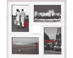 Otto - Fotolijst voor 4 foto's van 10x15 - 2 staande en 2 liggende foto's - Wit - Kunststof