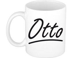 Otto Naam koffiemok - beker - met sierlijke letters - wit - cadeau - collega - Vaderdag - verjaardag - personeel