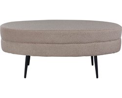 Otto poef, hocker teddystof beige, zwart.
