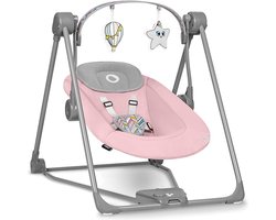 Otto Wipstoel, Schommelstoel kinderen van 0 tot 9kg, Natuurgeluiden 5 Schommelsnelheden Speelgoed, hoofdkussen, Timer, Stille Opvouwbaar en draagbaar 5punts gordels USB-stroomkabel (PINK)