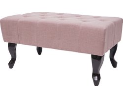 Ottomaanse Chesterfield, voetenbank voetensteun kruk, waterafstotende stof/textiel 39x77x47cm ~ vintage roze