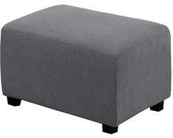Ottomaanse hoes, rechthoekig, geschikt voor voetenbanken met een lengte van 78-109 cm, bankhoes, krukhoes, beschermhoes voor voetenbank, gemaakt van dikke, zachte, elastische jacquardstof, afneembaar en wasbaar - Grijs