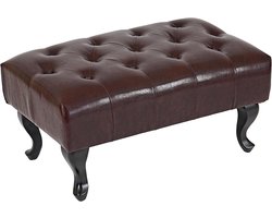 Ottomaanse Kruk Chesterfield - Voetenbankje Zitzak - Woonkamer Decoratie - Ruitpatroon Klinknagels - 39x77x47cm - Antiekbruin
