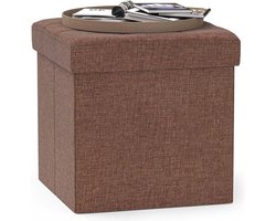 Ottomaanse zitpoef, inklapbare zitkist, poef, opbergbox, bank met opbergruimte, stoffen bekleding, zitkruk, zitbank, gestoffeerd, voor eetkamer, slaapkamer, hal, make-uptafel, kantoor, bruin