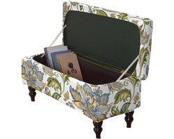 Ottoman Hoes - Pouf Cover Voetenbank Overtrek - Meubels Vernieuwen - Elastisch en Wasbaar - Medium - Gedrukt