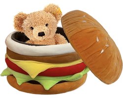 Ottoman met opslag - Voetenbankje Poef - Opbergen en Zitten - Hamburger vorm - 30x30x30 cm - Multicolor