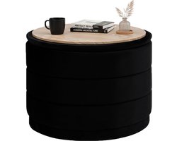 Ottoman Opbergpoef met Deksel – Fluweel Zwart – 58x58x44 cm – Multifunctionele Voetenbank & Salontafel – Verborgen Opbergruimte