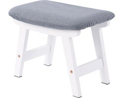Ottoman voetenbankje, poef klein, linnen voetenbankje, uitneembare poef, hulpvoetenbank voor keuken en woonkamer (witte poot + donkergrijs kussen)