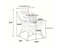 Ottomansstoel – Fauteuil – Lounge Stoel – Accentstoel – Leesstoel – Met Voetensteun & Armleuningen – Ruimtebesparend & Soft Comfort – Zwart/Neutraal
