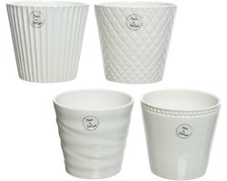 OttoSimon bloempot keramiek decoratief 4 assorti wit modern.
