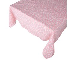 OttoSimon tafelkleed textiel roze bloemenprint 140x250 cm decoratie.