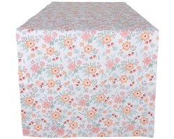 OttoSimon tafelloper katoen roze 50x140 cm decoratief tafeltextiel.