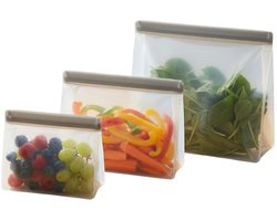 OttoSimon voedsel opbergzakken transparant herbruikbaar 3 stuks set.