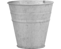 Oud zinken emmertje/bloempot zilver - 12 cm - Zinken emmertjes