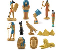 Oude Egypte beeldjes, miniatuur ornamenten 12 stuks oude Egypte Egyptische god godin beeldjes set PVC miniatuur standbeelden set Egyptische feestdecoraties benodigdheden (BL-1136 oude Egypte)