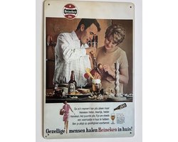 oude heineken reclame jaren 60 Metalen wandbord 20 x 30 cm - Mancave -Wand Decoratie - Metalen borden - Tekst borden - Metalen bord - Reclame bord - Vintage - Kroeg - Bar – Cafe - Horeca - retro