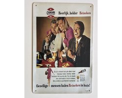 oude heineken reclame jaren 60Metalen wandbord 20 x 30 cm - Mancave -Wand Decoratie - Metalen borden - Tekst borden - Metalen bord - Reclame bord - Vintage - Kroeg - Bar – Cafe - Horeca - retro