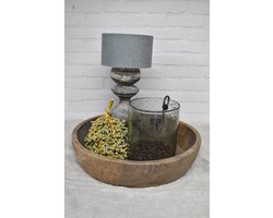 Oude houten schaal / bak Ø 50 cm - Authentieke geleefde oude houten schaal - Nepalese schaal - stoer - sober - landelijk (28)